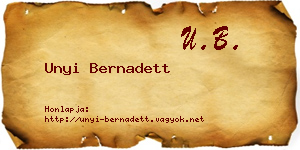 Unyi Bernadett névjegykártya